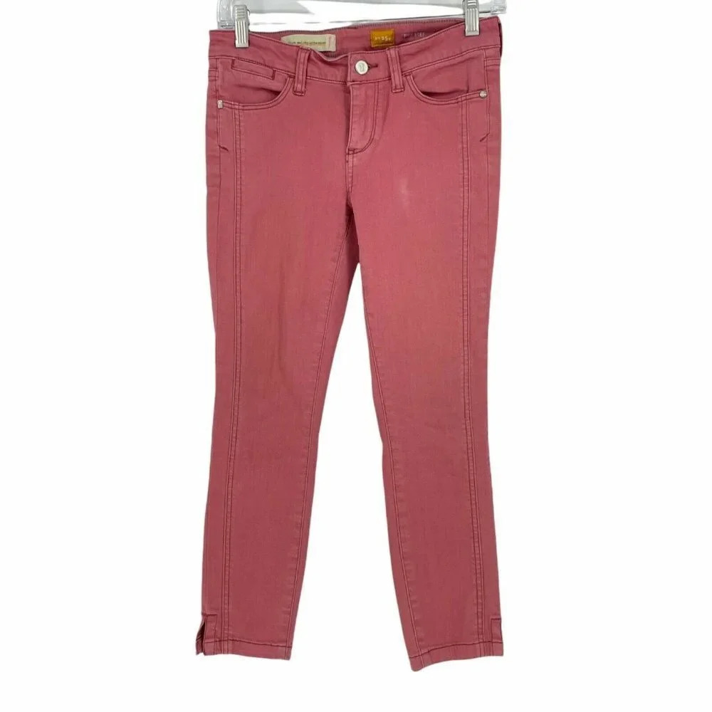 Pilcro And The Letterpress Pants Women's 25P Pink Denim Fit Slit Hem Crop Jeans - Picture 1 of 12